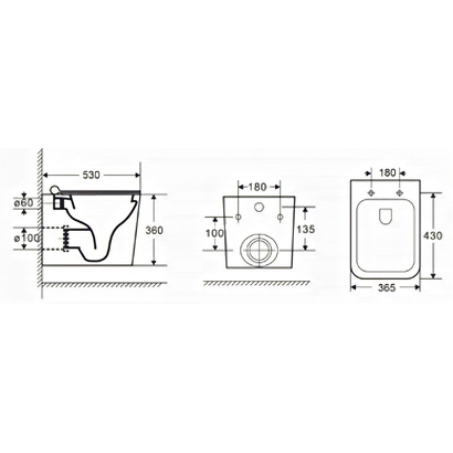 Karag LT 057E-R 53x36 Κρεμαστη Λεκάνη Υ.Π. Rimless