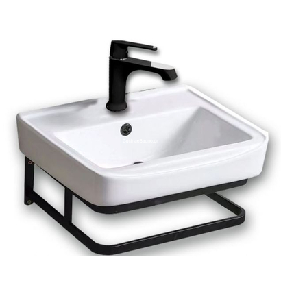 GLORIA Arista Νιπτήρας 43x36 Με Βάση Inox Μαύρη 38-3604