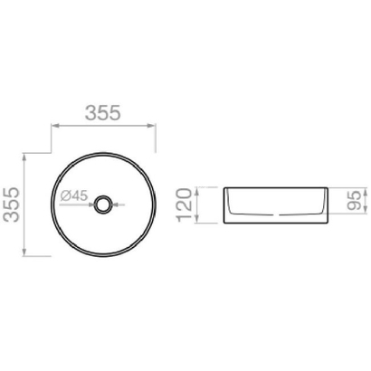 Pyramis Erida Black Νιπτήρας 35,5x35,5 Επιτραπέζιος 023020101
