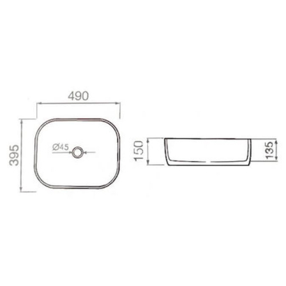 Pyramis Erida Black Νιπτήρας 49x39,5 Επιτραπέζιος 023020201