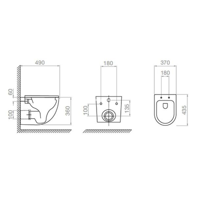 PYRAMIS ERIDA Black 49x36 Κρεμαστή Λεκάνη Rimless 023019901