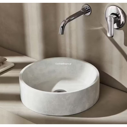 Essenza Λευκός Νιπτήρας Πέτρινος Επιτραπέζιος Φ40cm TEMA