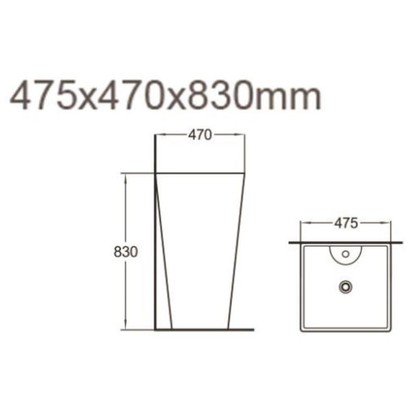 HILTON HIL004W Νιπτήρας Δαπέδου Τετράγωνος 47x47 TEMA