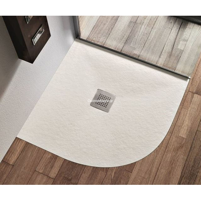 Pietra Bianco 80x80 Ντουζιέρα Karag Ημικυκλική Πέτρινη Λευκή