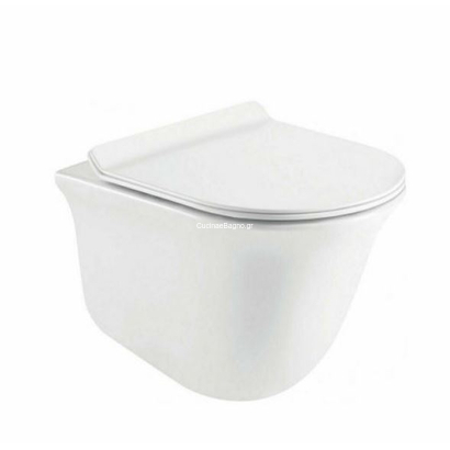 Pyramis Semeli Rimless 48,5x36 Λεκάνη Κρεμαστή Με Κάλυμμα 023015301