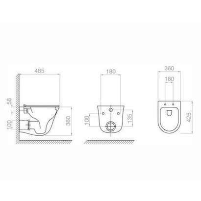 Pyramis Semeli Rimless 48,5x36 Λεκάνη Κρεμαστή Με Κάλυμμα 023015301