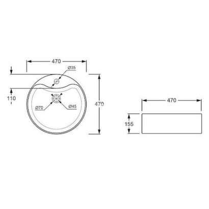 Pyramis Sithonia Νιπτήρας 47x47 Επιτραπέζιος 023012101