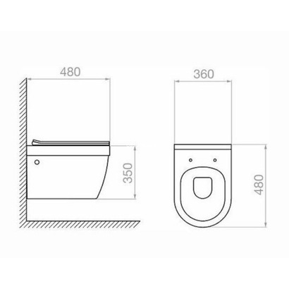 Pyramis Thira II 48x36 Λεκάνη Κρεμαστή Rimless Υ.Π. Τοίχου 023013501