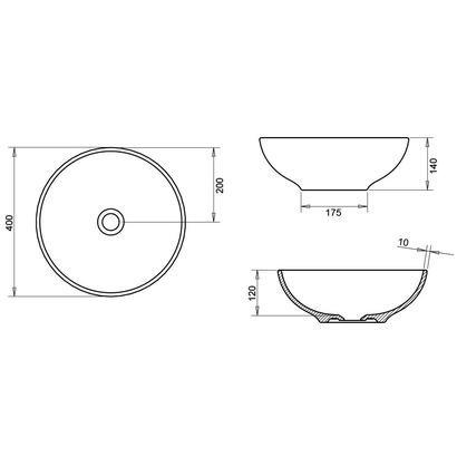 Creavit TOL TOL140NM Φ40 Νιπτήρας Επιτραπέζιος Black Matt TEMA