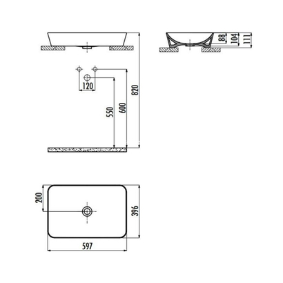 Creavit ULTRA UL060WM 60x40 Νιπτήρας Επιτραπέζιος White Matt TEMA