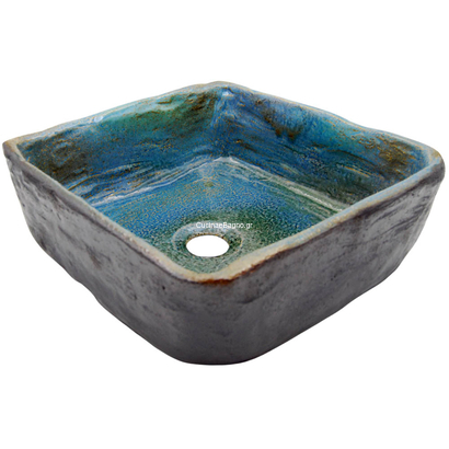 Pompei Studio 4040AT Νιπτήρας πορσελάνης Επιτραπέζιος Ανθρακί / Τυρκουάζ