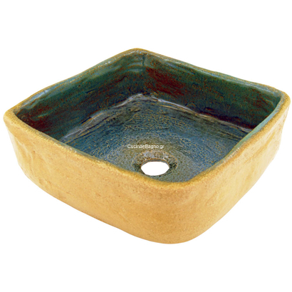 Pompei Studio 4040BT Νιπτήρας πορσελάνης Επιτραπέζιος Μπέζ / Τυρκουάζ