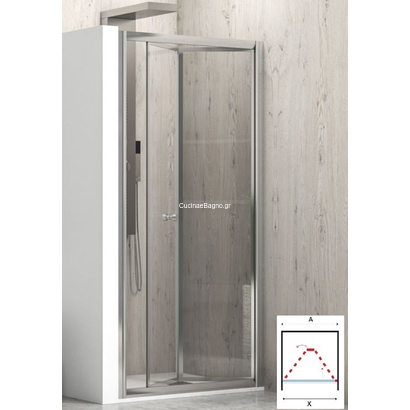 Karag M4S Inox  86-91x190 Cm Καμπίνα Ντουζιέρας Σπαστή ΔΙΑΦΑΝΗ