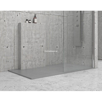 Pietra Cemento 90x100 Ντουζιέρα Karag Ορθογώνια Πέτρινη