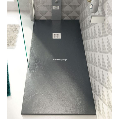 Pietra Ardesia 70x120 Ντουζιέρα Karag Ορθογώνια Πέτρινη Ανθρακί