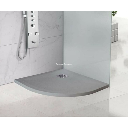 Pietra Cemento 90x90 Ντουζιέρα Karag Ημικυκλική Πέτρινη