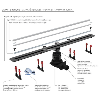 Karag CONFLUO SLIM LINE 55cm Σιφόνι δαπέδου ευθύγραμμο
