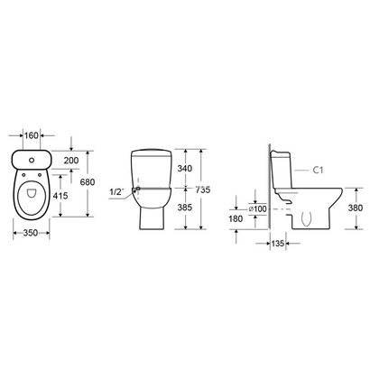 Karag Venice Rimless 68cm Λεκάνη Με Καζανάκι Π/Σ