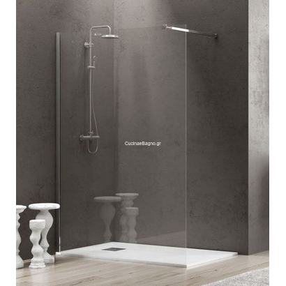 Karag Walkin 1 Χρωμέ 90x200 Cm Σταθερό Κρύσταλλο Ντουζιέρας ΔΙΑΦΑΝΟ