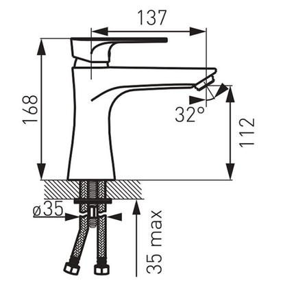 Karag BLACK ALGEO SQUARE BAQ2BLC Μπαταρία Νιπτήρα Μαύρη