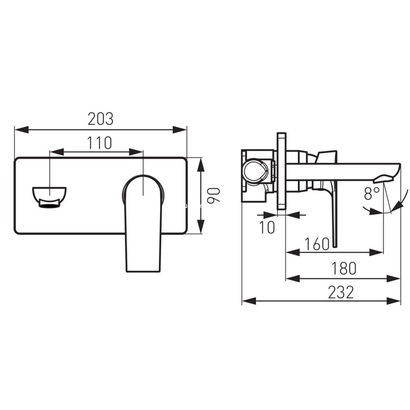 Karag ALGEO SQUARE (EROS) BAQ3PA18 Μπαταρία Νιπτήρα Επίτοιχη