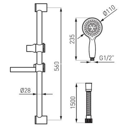 Karag EMO N140B Βέργα Ντους