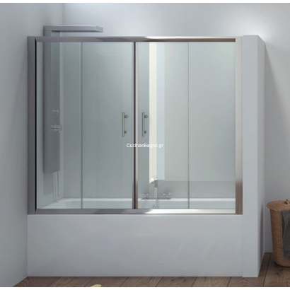Karag Flora 300 Inox 180x148 Cm Καμπίνα Μπανιέρας ΔΙΑΦΑΝΗ