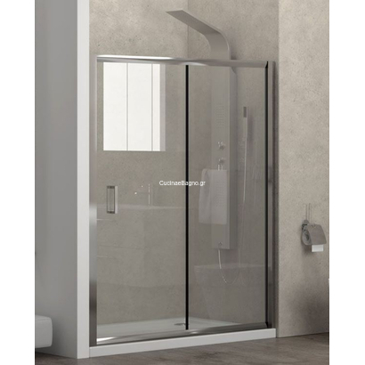 Karag N Flora 500 Inox 100x180 Cm Καμπίνα Πόρτα Ντουζιέρας ΔΙΑΦΑΝΗ