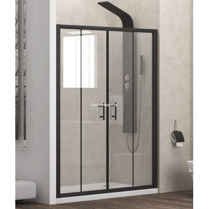 Karag Flora 600 Black 190x190 Cm Καμπίνα Ντουζιέρας Μαύρη Συρόμενη ΔΙΑΦΑΝΟ