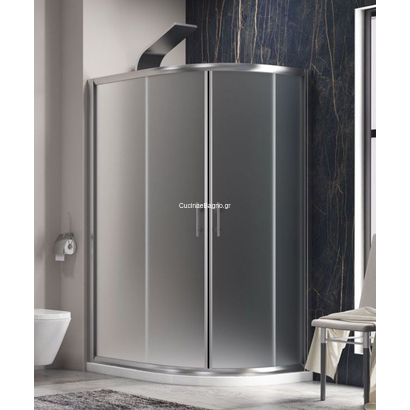 Karag Flora 650 Χρωμέ 90x120x190 Cm Καμπίνα Ημικυκλική Ασύμμετρη ΜΑΤ
