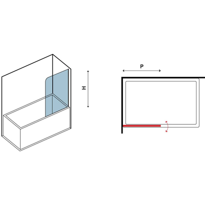 Karag IRO Χρωμέ 85x140 Cm Κρύσταλλο Μπανιέρας Ανοιγόμενο ΔΙΑΦΑΝO