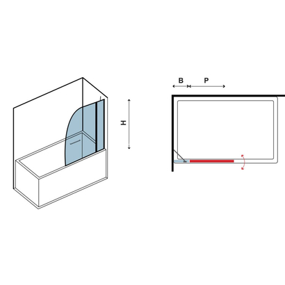 Karag M 9A Chrome 120x140 Cm Κρύσταλλο Μπανιέρας Ανοιγόμενο ΔΙΑΦΑΝO