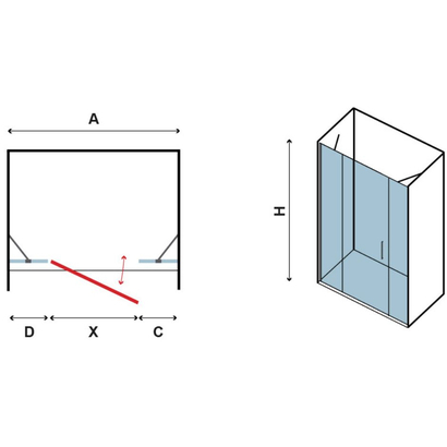 Karag Panex 600 Χρωμέ 120x190 Cm Πόρτα Ντουζιέρας Ανοιγόμενη Με 2 Σταθερά ΔΙΑΦΑΝΗ