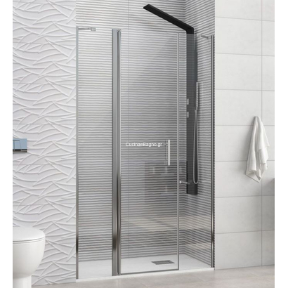 Karag Panex 600 Χρωμέ 120x190 Cm Πόρτα Ντουζιέρας Ανοιγόμενη Με 2 Σταθερά ΔΙΑΦΑΝΗ
