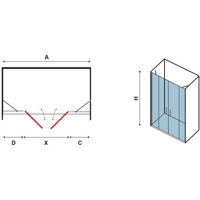 Karag Panex 700 Χρωμέ 145x190 Cm Πόρτα Ντουζιέρας Ανοιγόμενη Με 2 Σταθερά ΔΙΑΦΑΝΗ