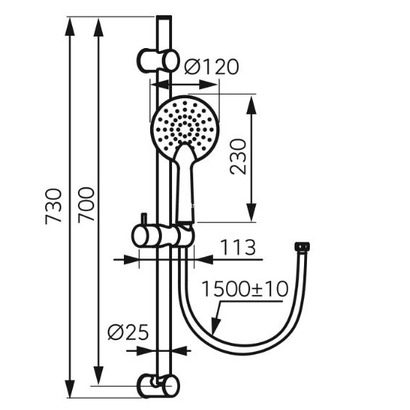 Karag BLACK PHILA N375BL-B Βέργα - Κολώνα Ντους