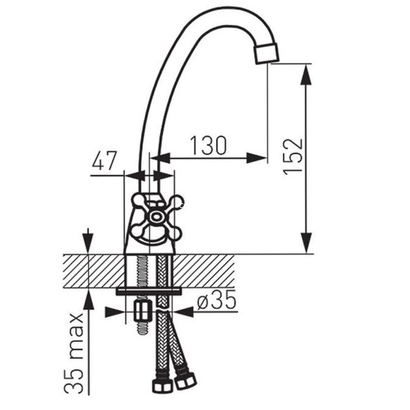 Karag RETRO XR2-12 Μπαταρία Νιπτήρα Υψηλή Ρετρό