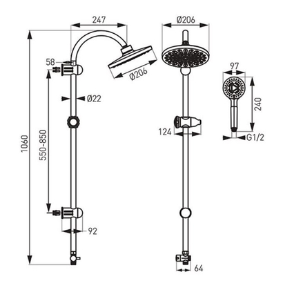 Karag RONDO BLACK NP21-BL Στήλη Ντουζιέρας Χωρίς Μπαταρία Μαύρη