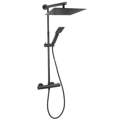 Ferro TREVI SQUARE BLACK Στήλη Ντουζιέρας Με Μπαταρία Θερμοστατική Μαύρη NP75SQ-TRV7U-BL