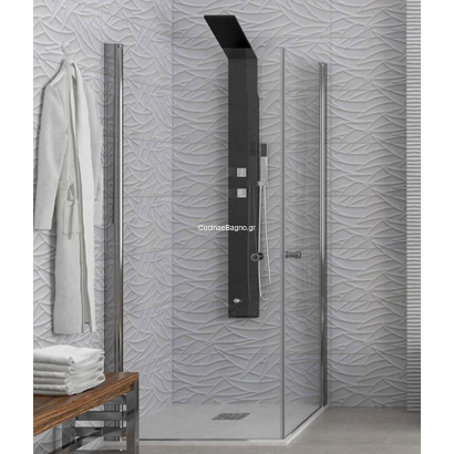 Karag S/1 Inox 80x80x200 Cm Καμπίνα Ντουζιέρας Τετράγωνη Ανοιγόμενη