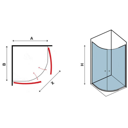 Karag S/8 Χρωμέ 90x90x200 Cm Καμπίνα Ντουζιέρας Ημικυκλική Ανοιγόμενη ΔΙΑΦΑΝΗ