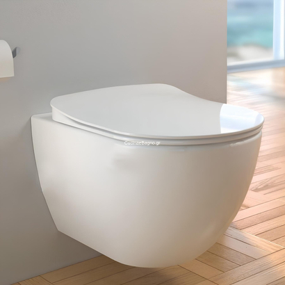 Creavit Free Rim-Off New 51x35,5 Λεκάνη Κρεμαστή Με Κάλυμμα