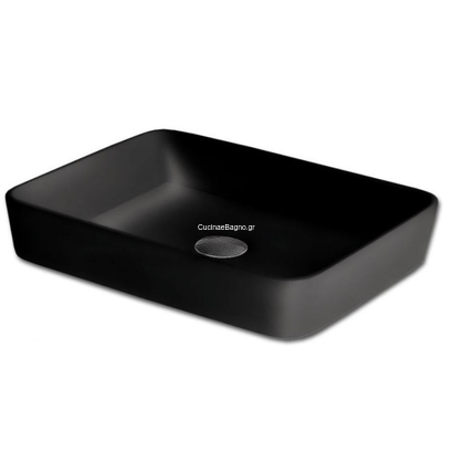 Gloria Lungo-Como Μαύρο Ματ Νιπτήρας 48,5x37,5x14 Επιτραπέζιος Πορσελάνης 38-2074