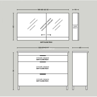 SAVVO Olympus 100x45 Έπιπλο Μπάνιου Δαπέδου