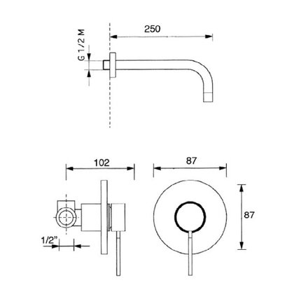 Sanitec Rome Χρώμιο Μπαταρία Νιπτήρα Επίτοιχη 00-99-00639