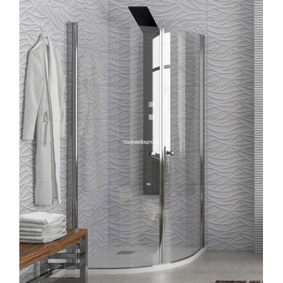 Karag S/8 Χρωμέ 80x80x200 Cm Καμπίνα Ντουζιέρας Ημικυκλική Ανοιγόμενη ΔΙΑΦΑΝΗ