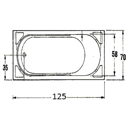 Sanitec 125x70 Gloria Μπανιέρα Υδρομασάζ 522