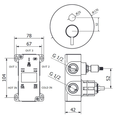 Teorema Μίκτης Εντοιχισμού 3 Εξόδων Χρωμέ 176019