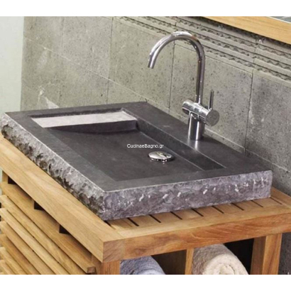 Stoone Coralia Grey-Black 69x47 Νιπτήρας Πέτρινος Επιτραπέζιος Stav