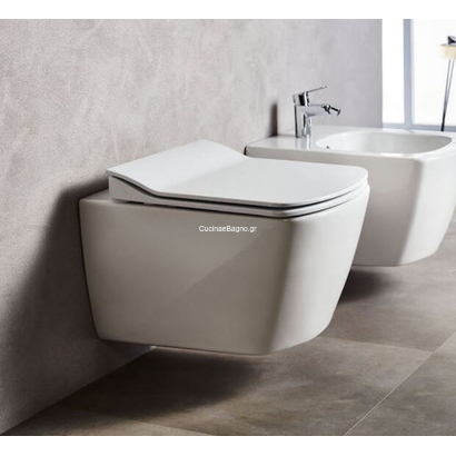 Creavit Elegant Rim-Off 51,3x37 Λεκάνη Κρεμαστή Με Κάλυμμα